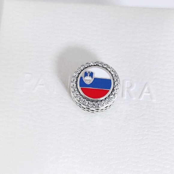 Pandora Slovenia Flag Bead Charm Bracelet Pendant S925 Silver with box - Picture 6 of 7